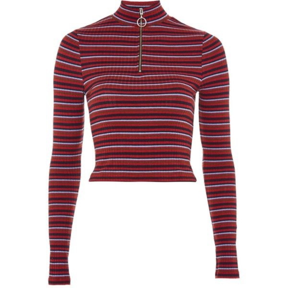 Top shop zipped funnel neck long sleeve